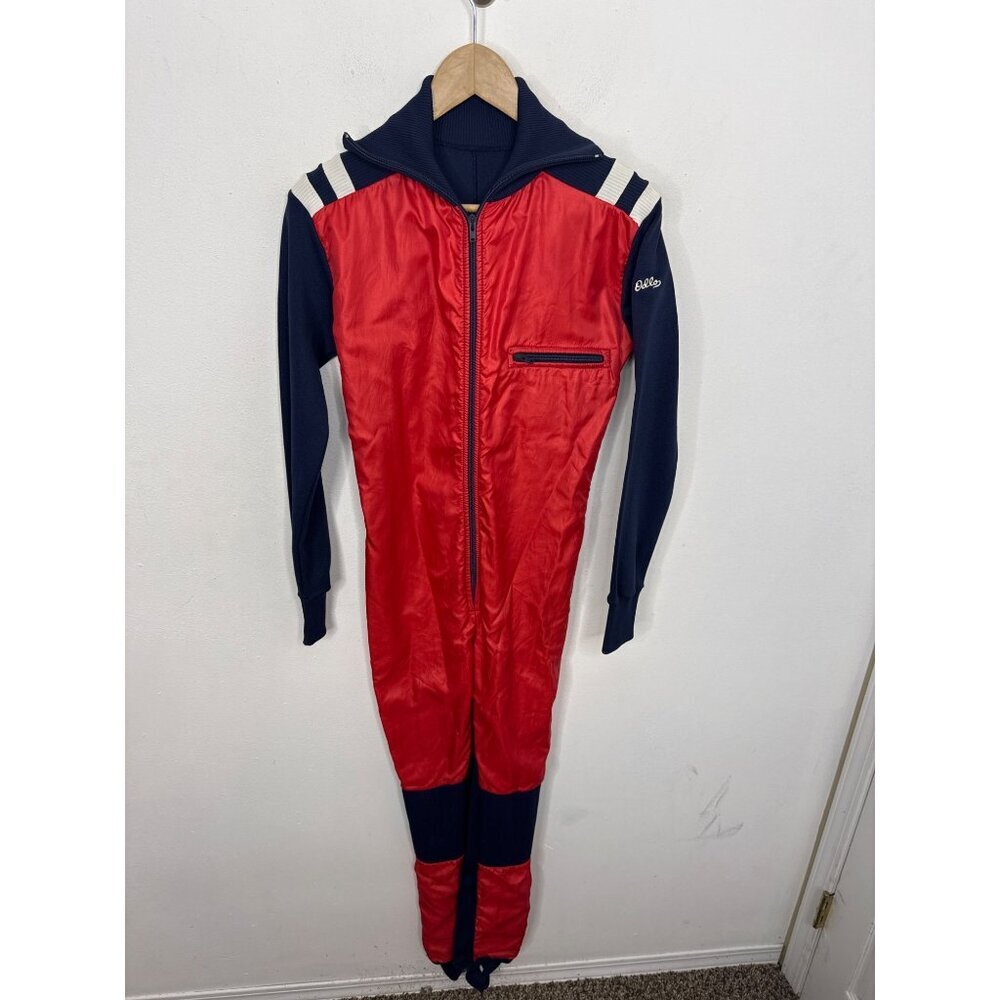 ODLO Red One Piece Thermal Base Layer Suit‎ Women’s XS Vintage Ski Underlayer